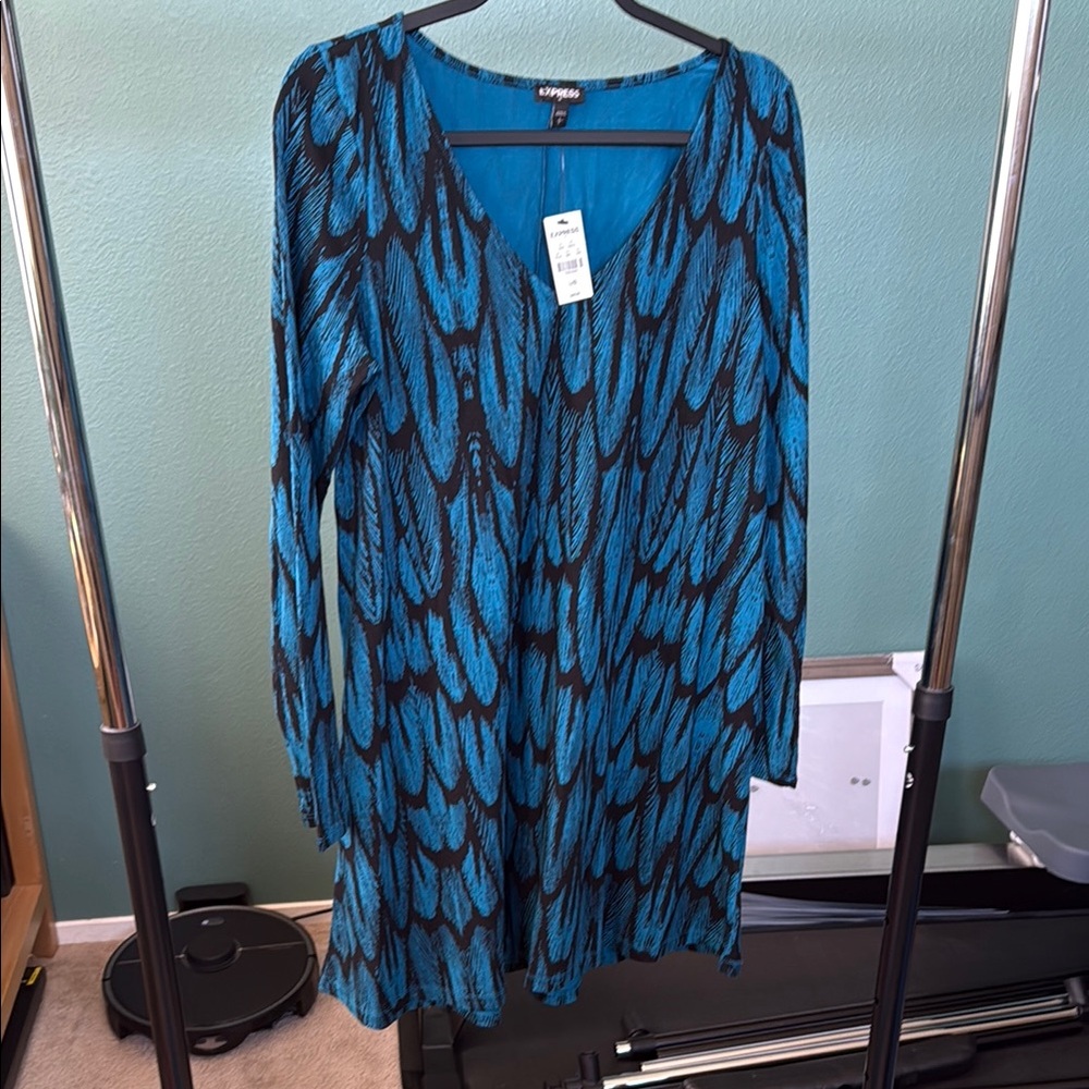 Blue and Black Patterned Dress